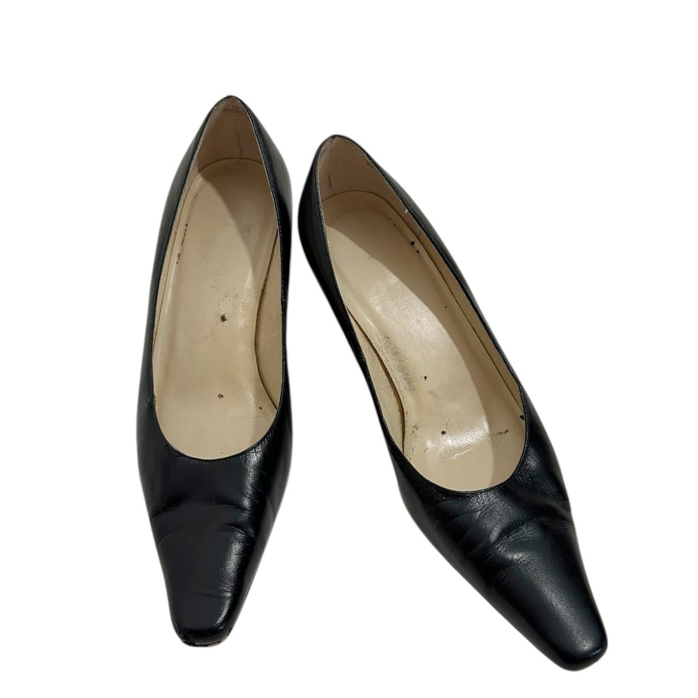 Karen Scott Size 8 Regina Black Leather Pointed Heels